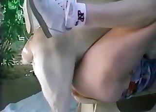 Woman with a fat rump gets pounded by a hung stallion