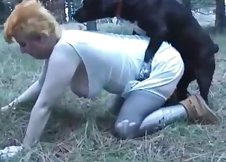 Outdoor bestiality with a mutt